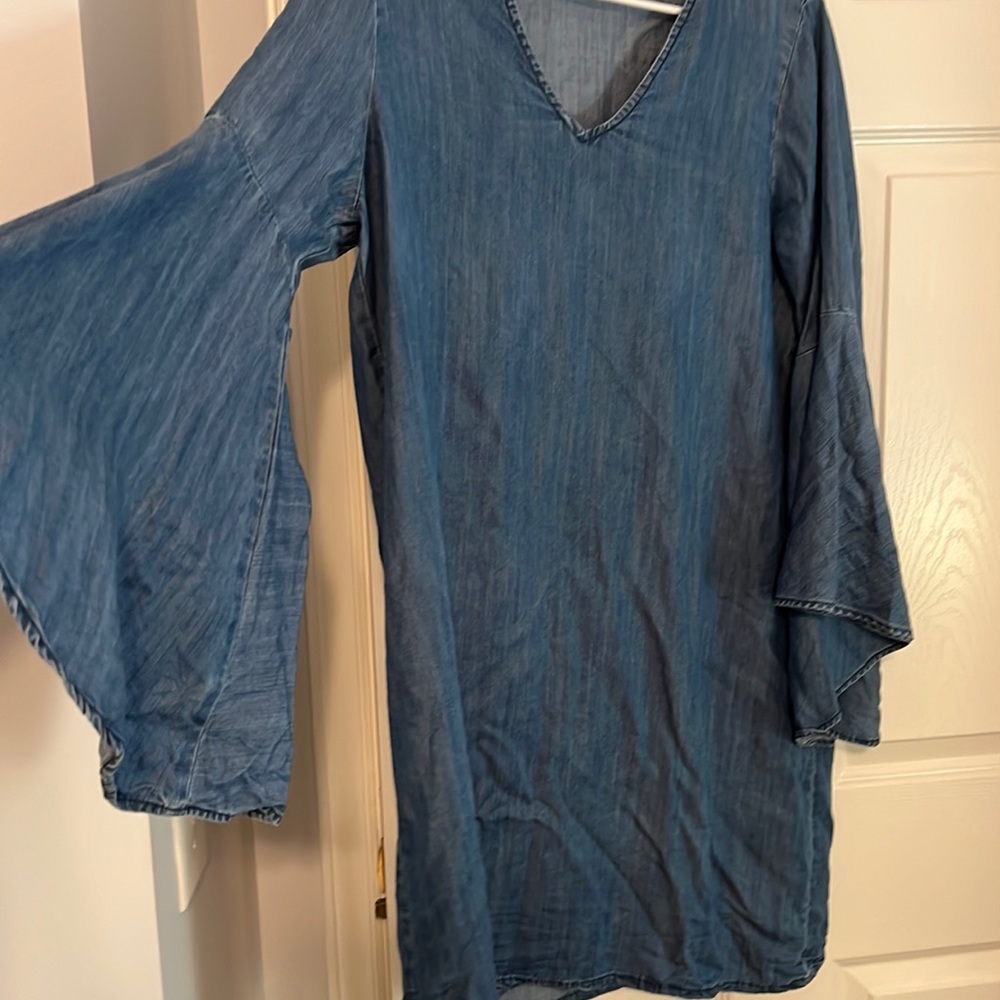 Karen Kane Blue Denim Midi/Dress/Tunic w/Flared Sleeves